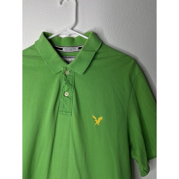 American Eagle Men's L Polo Golf Shirt Short Sleeve Green Vintage Fit Clean! - Picture 2 of 15